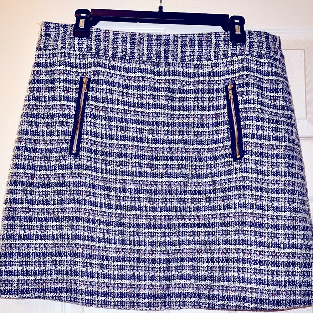 Women Tweed Mini skirt size 12 color navy